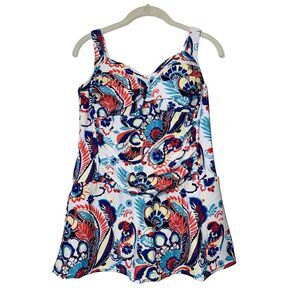 Venus One Piece Swimsuit Dress Paisley Adjustable Straps Women’s Size 18